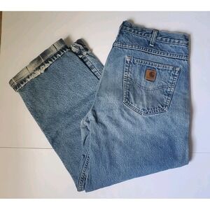Vtg Y2k 2003 Carhartt Flannel Lined Jeans B21 DST Denim 100% Cotton Size 36x30